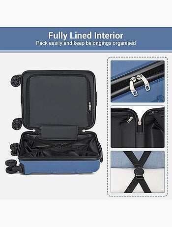 Valise cabine - 45.5x35.5x20 cm abs 4 roulettes serrure tsa - kono