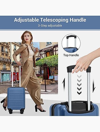 Valise cabine - 45.5x35.5x20 cm abs 4 roulettes serrure tsa - kono