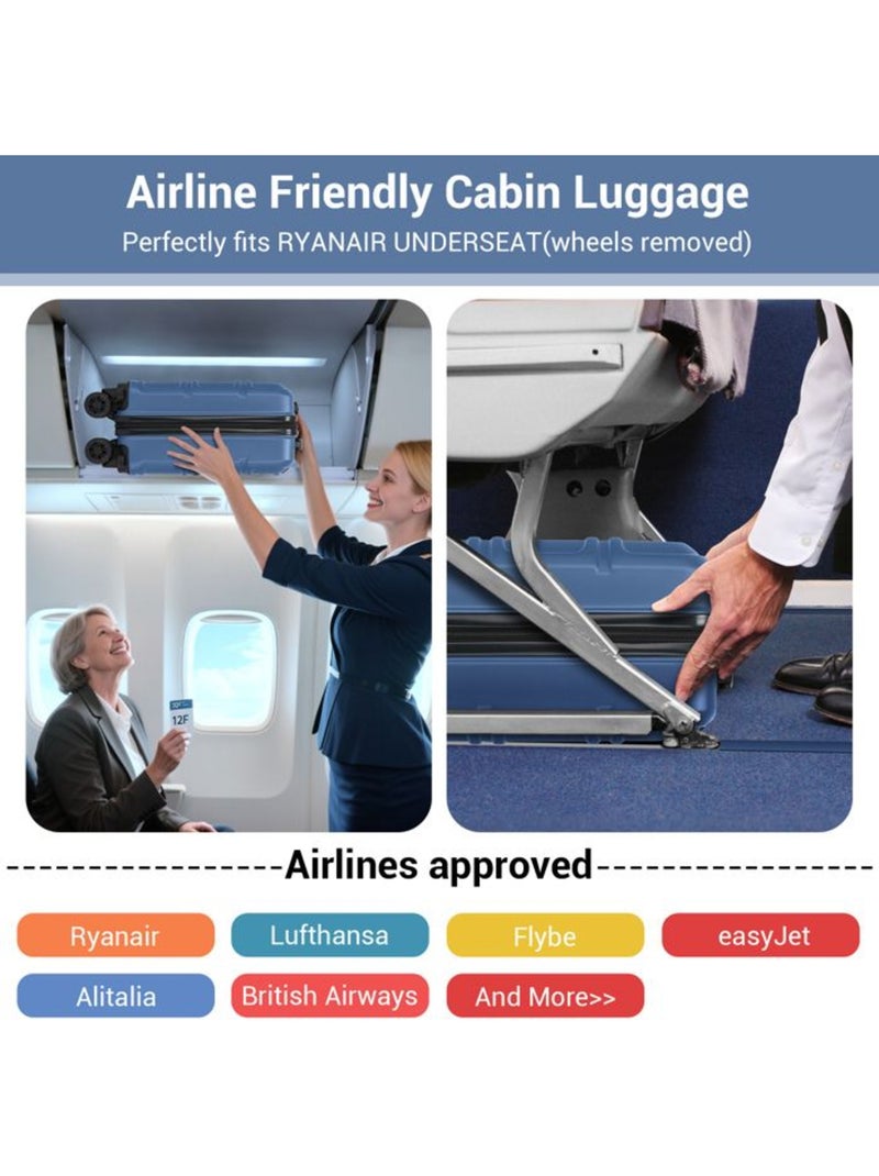Valise cabine - 45.5x35.5x20 cm abs 4 roulettes serrure tsa - kono Bleu - Kiabi