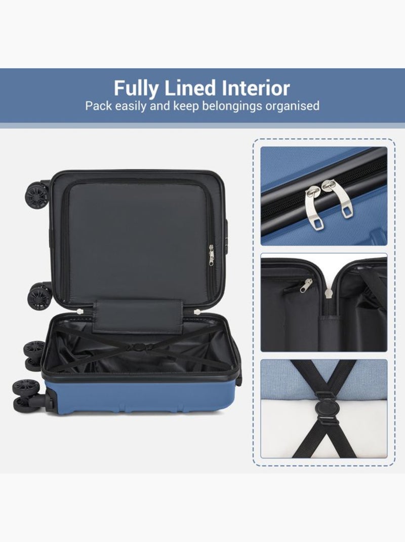 Valise cabine - 45.5x35.5x20 cm abs 4 roulettes serrure tsa - kono Bleu - Kiabi