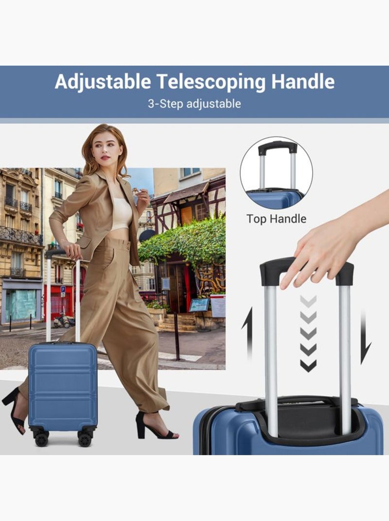 Valise cabine - 45.5x35.5x20 cm abs 4 roulettes serrure tsa - kono Bleu - Kiabi