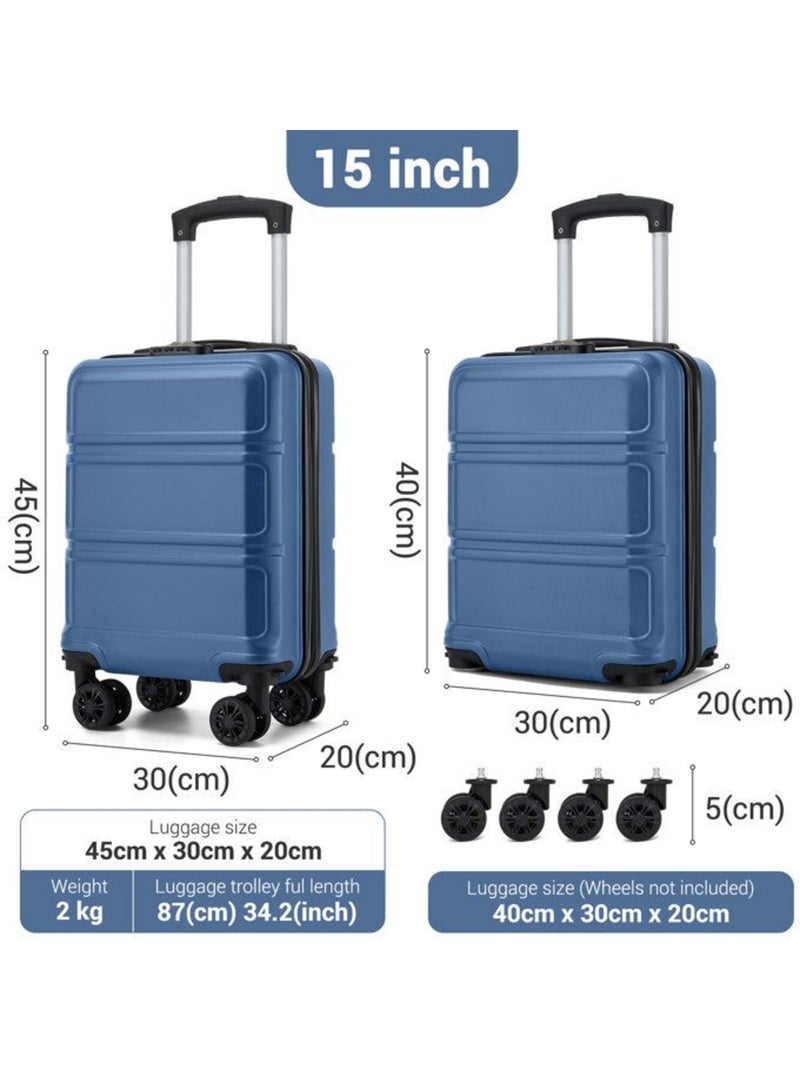 Valise cabine - 45.5x35.5x20 cm abs 4 roulettes serrure tsa - kono Bleu - Kiabi