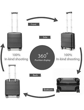 Valise cabine - 45x20x35 cm abs 4 roulettes serrure tsa - kono