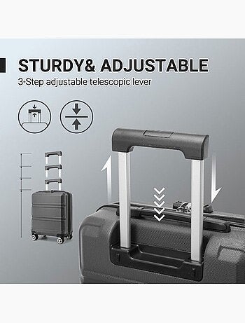 Valise cabine - 45x20x35 cm abs 4 roulettes serrure tsa - kono