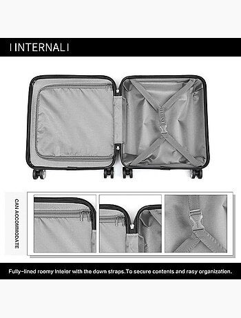 Valise cabine - 45x20x35 cm abs 4 roulettes serrure tsa - kono