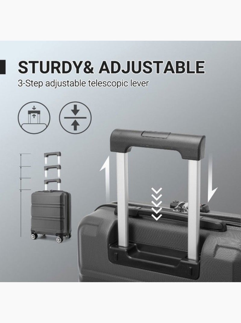 Valise cabine - 45x20x35 cm abs 4 roulettes serrure tsa - kono Gris - Kiabi