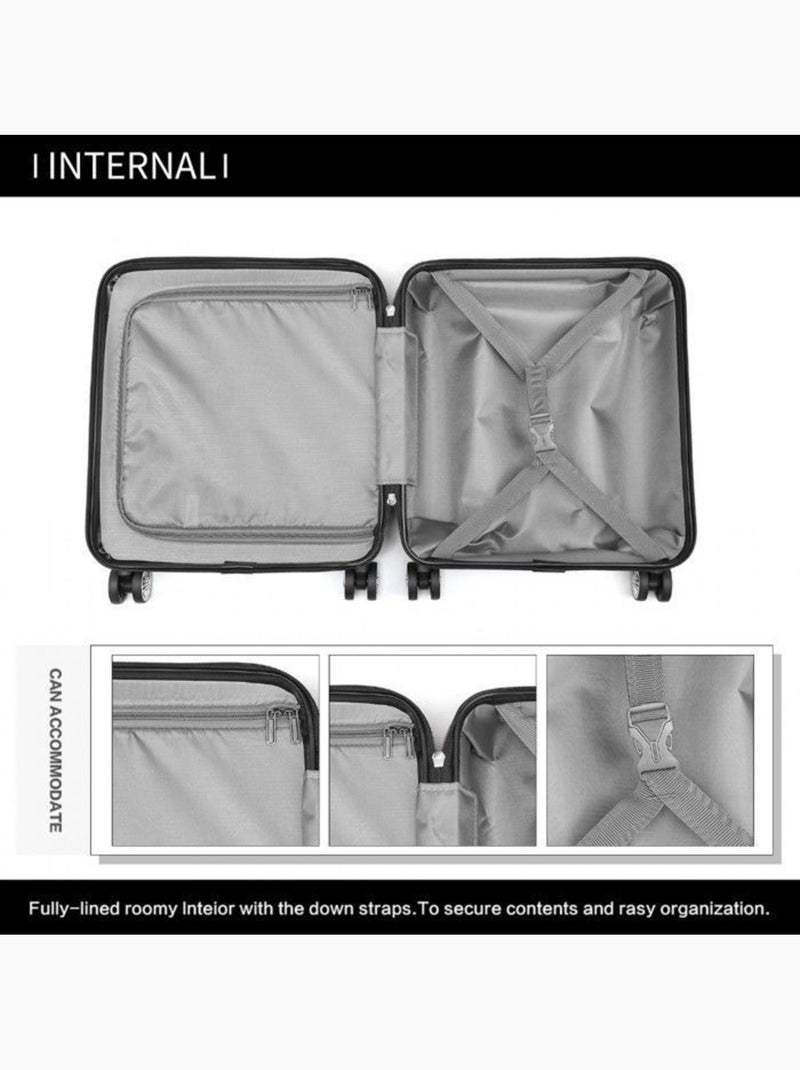 Valise cabine - 45x20x35 cm abs 4 roulettes serrure tsa - kono Gris - Kiabi