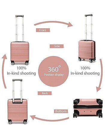 Valise cabine - 45x20x35 cm abs 4 roulettes serrure tsa - kono