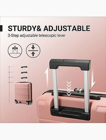 Valise cabine - 45x20x35 cm abs 4 roulettes serrure tsa - kono