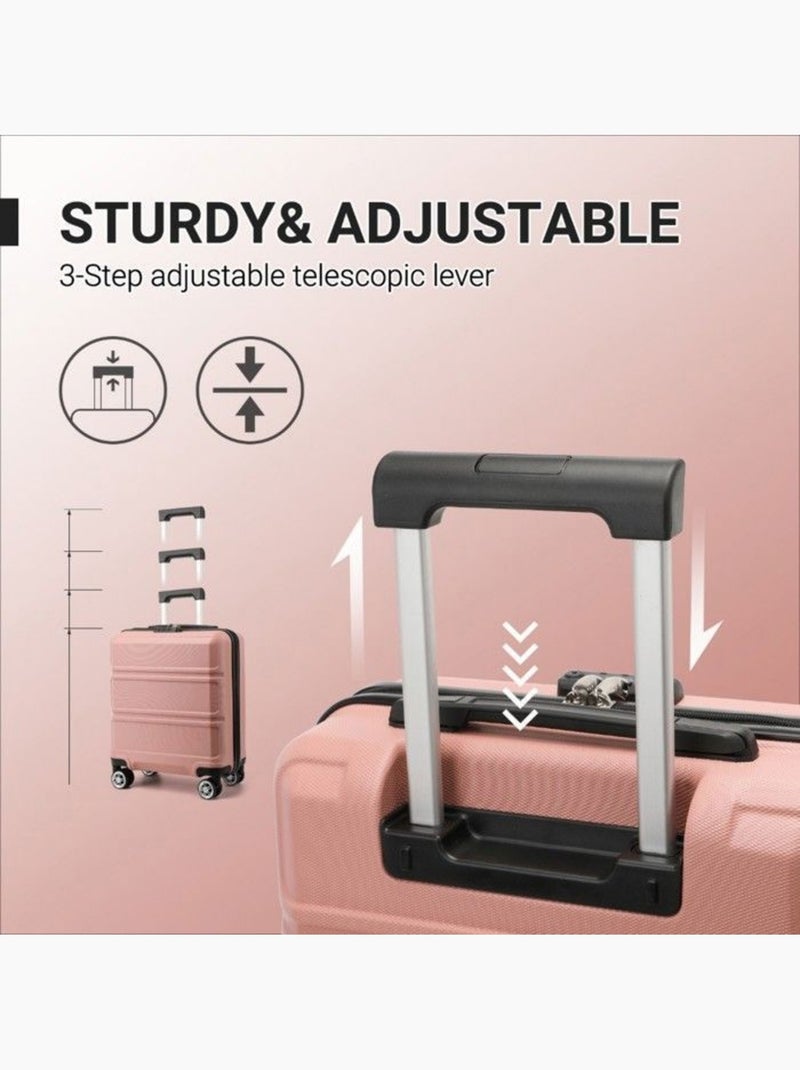 Valise cabine - 45x20x35 cm abs 4 roulettes serrure tsa - kono Rose - Kiabi