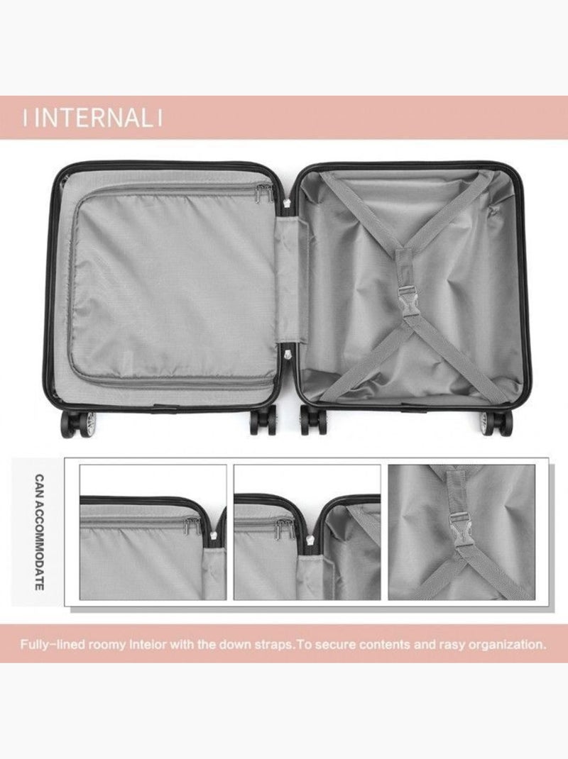 Valise cabine - 45x20x35 cm abs 4 roulettes serrure tsa - kono Rose - Kiabi