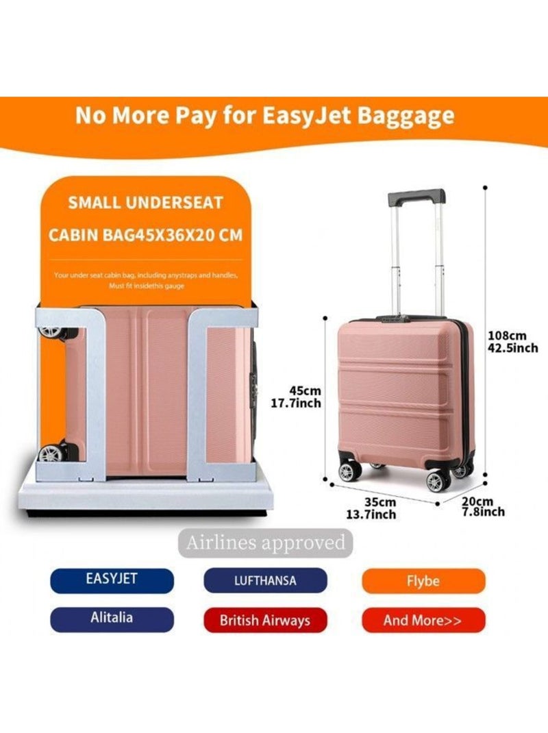 Valise cabine - 45x20x35 cm abs 4 roulettes serrure tsa - kono Rose - Kiabi