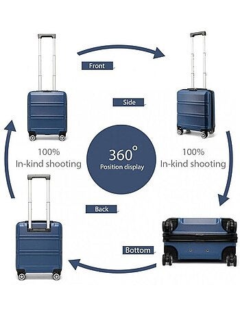 Valise cabine - 45x35x20 cm abs 4 roulettes serrure tsa - kono