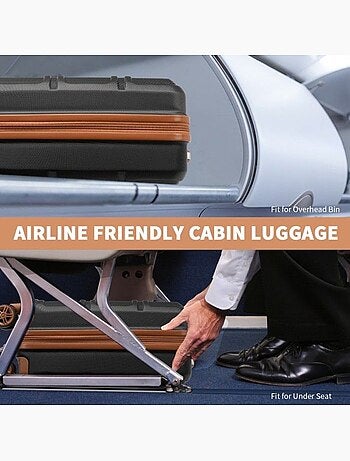 Valise cabine - 45x35x20 cm, rigide abs, 4 roues 360°, serrure tsa - kono