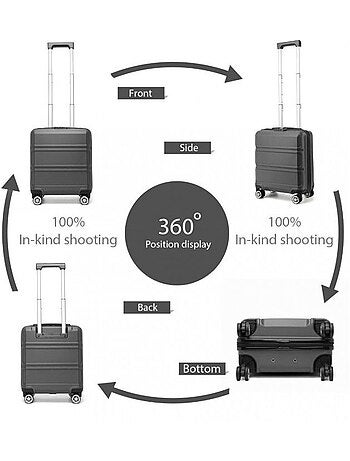 Valise cabine - 45x35x20 cm, rigide abs, 4 roues, serrure tsa - kono