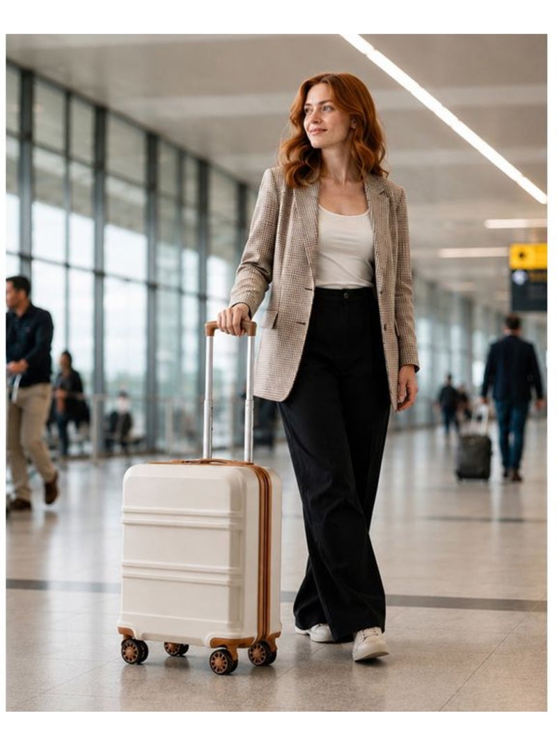 Valise cabine - 45x36x20 cm abs 4 roulettes serrure tsa - kono Blanc - Kiabi