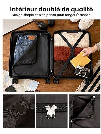 Valise cabine - 45x36x20 cm abs 4 roulettes serrure tsa - kono