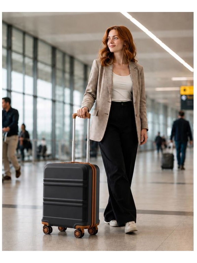 Valise cabine - 45x36x20 cm abs 4 roulettes serrure tsa - kono Noir - Kiabi