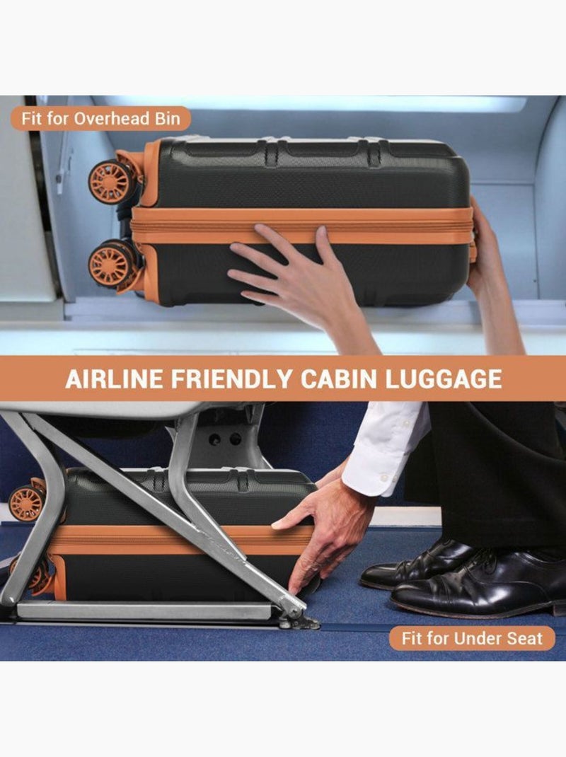 Valise cabine - 45x36x20 cm abs 4 roulettes serrure tsa - kono Noir - Kiabi