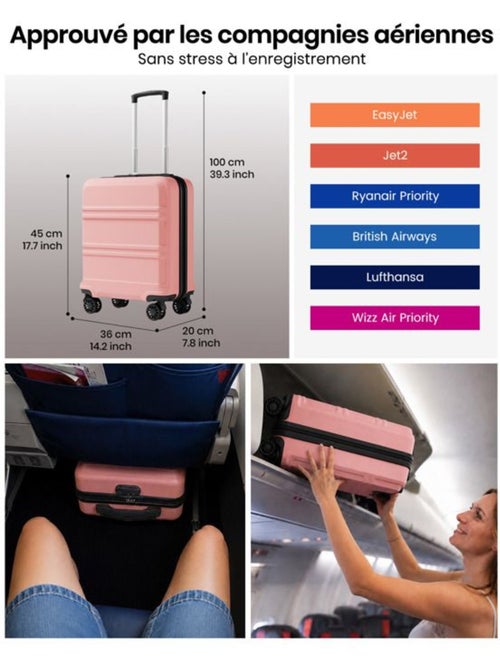 Valise cabine - 45x36x20 cm, rigide abs, 4 roues 360°, serrure tsa - kono - Kiabi Valise cabine - 45x36x20 cm, rigide abs, 4 roues 360°, serrure tsa - kono - Kiabi