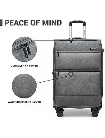 Valise cabine - 50x40x20 cm, souple, 4 roues 360°, serrure tsa - british traveller