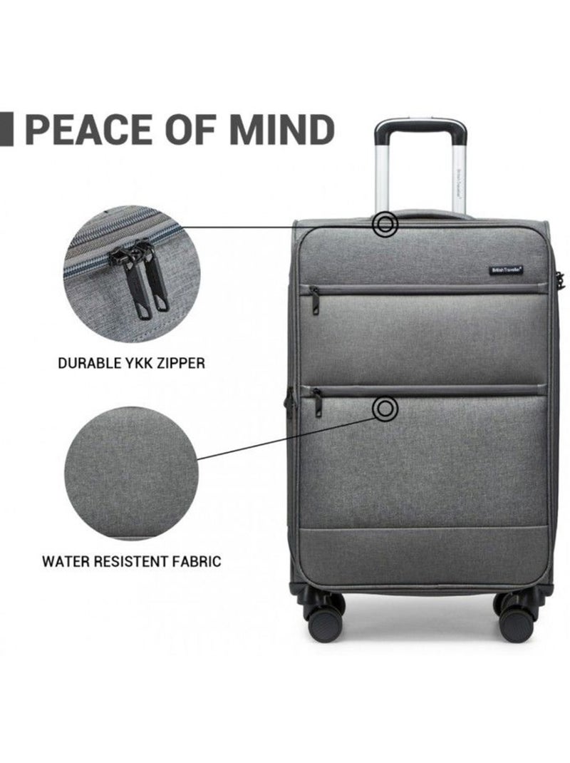 Valise cabine - 50x40x20 cm, souple, 4 roues 360°, serrure tsa - british traveller Gris - Kiabi