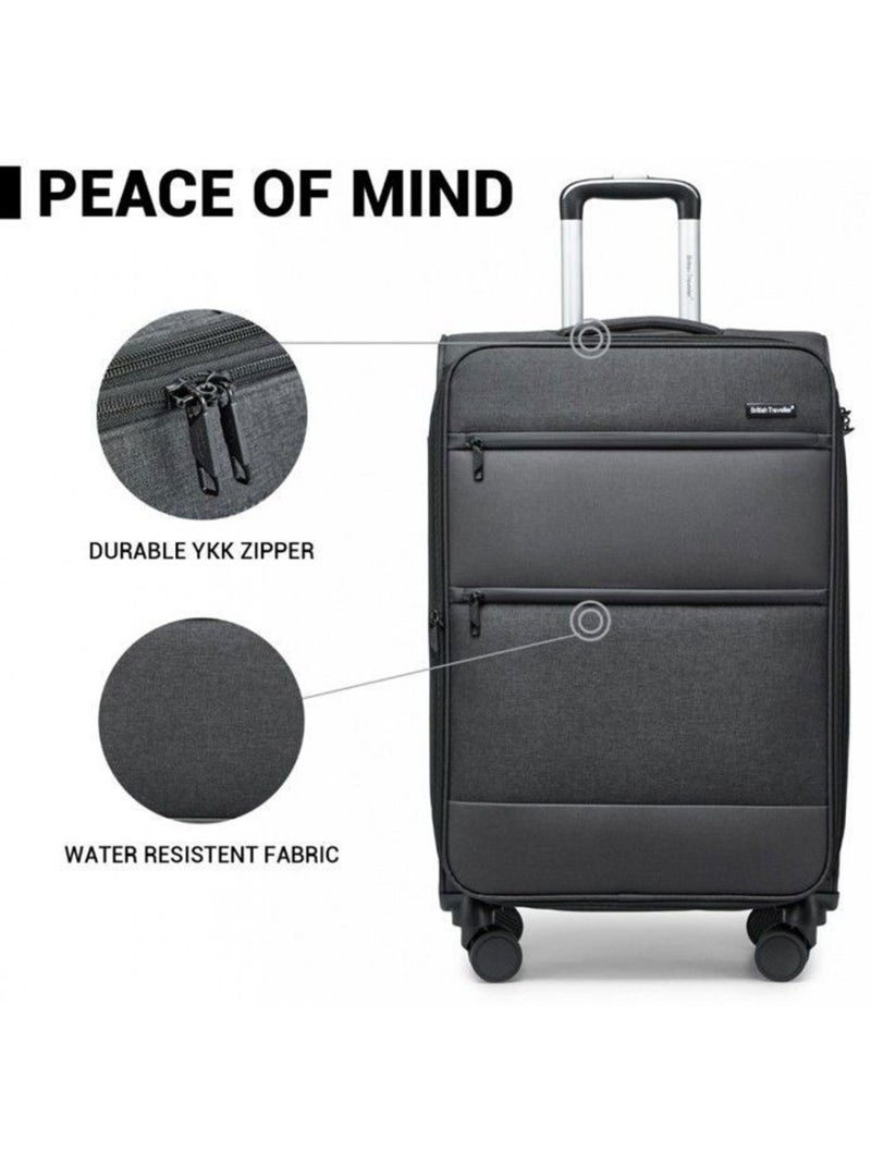 Valise cabine - 50x40x20 cm souple 4 roulettes serrure tsa - british traveller Noir - Kiabi