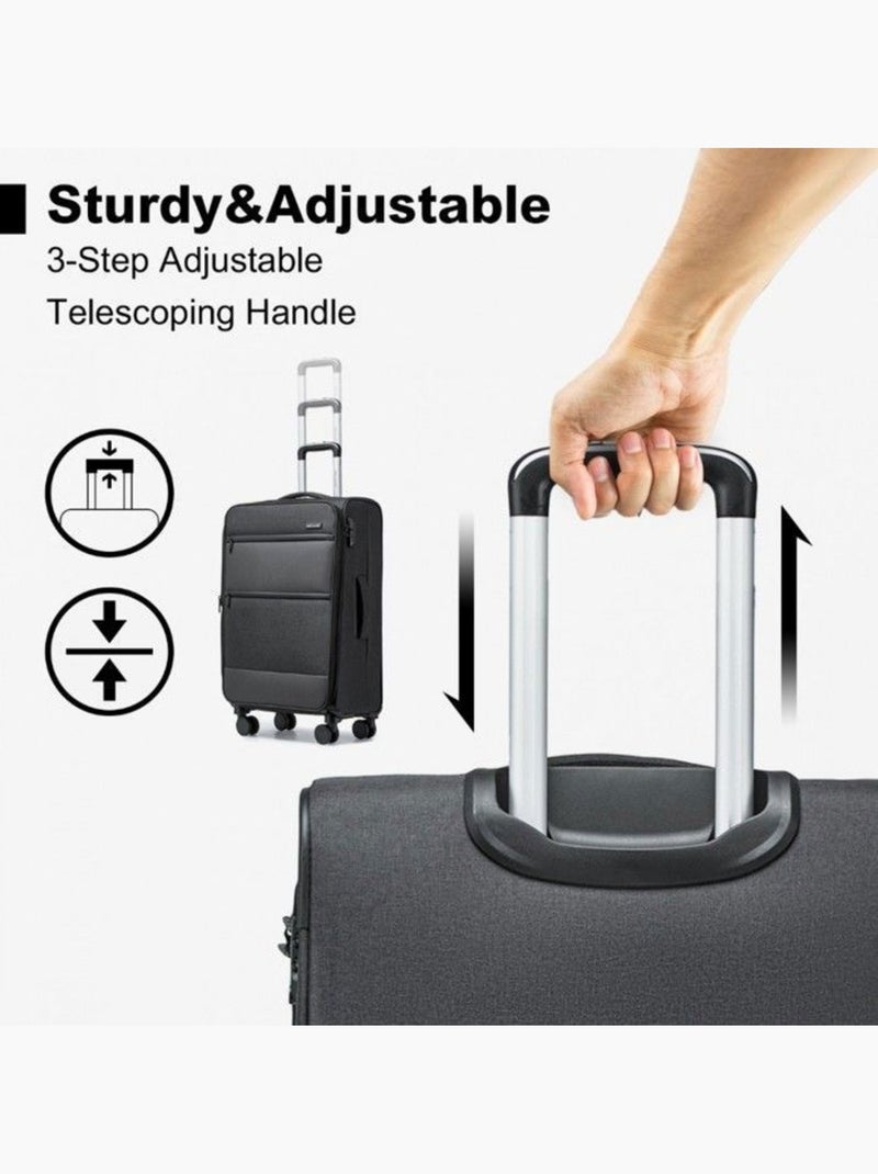 Valise cabine - 50x40x20 cm souple 4 roulettes serrure tsa - british traveller Noir - Kiabi