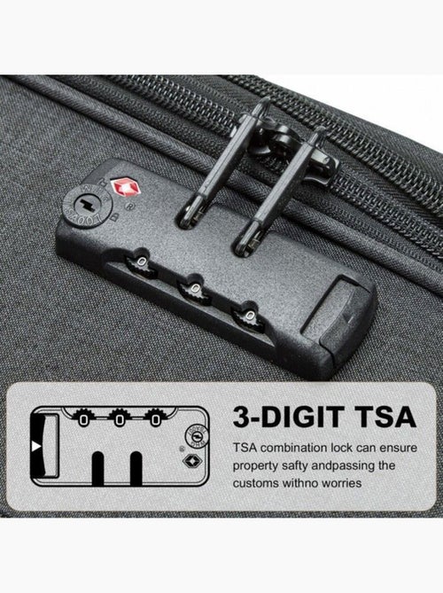 Valise cabine - 50x40x20 cm souple 4 roulettes serrure tsa - british traveller - Kiabi Valise cabine - 50x40x20 cm souple 4 roulettes serrure tsa - british traveller - Kiabi