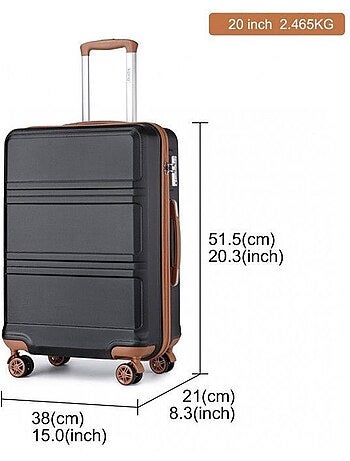 Valise cabine - 51.5x38x21 cm, rigide abs, 4 roues 360°, serrure tsa - kono