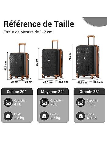 Valise cabine - 53.5x37x24 cm polypropylène 4 roulettes serrure tsa - kono
