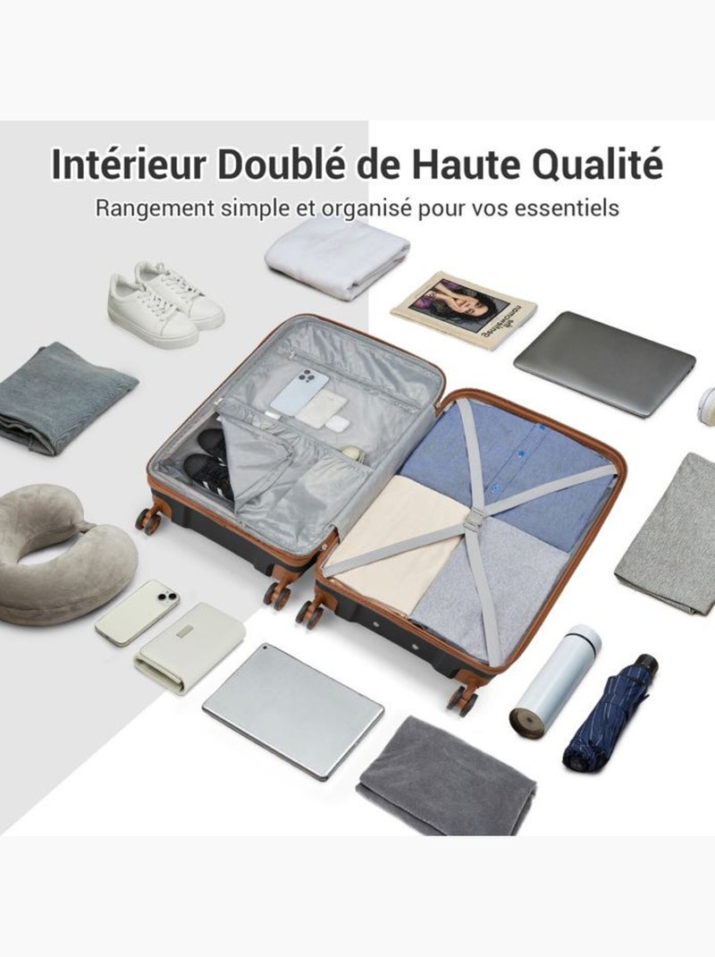 Valise cabine - 53.5x37x24 cm polypropylène 4 roulettes serrure tsa - kono Noir - Kiabi