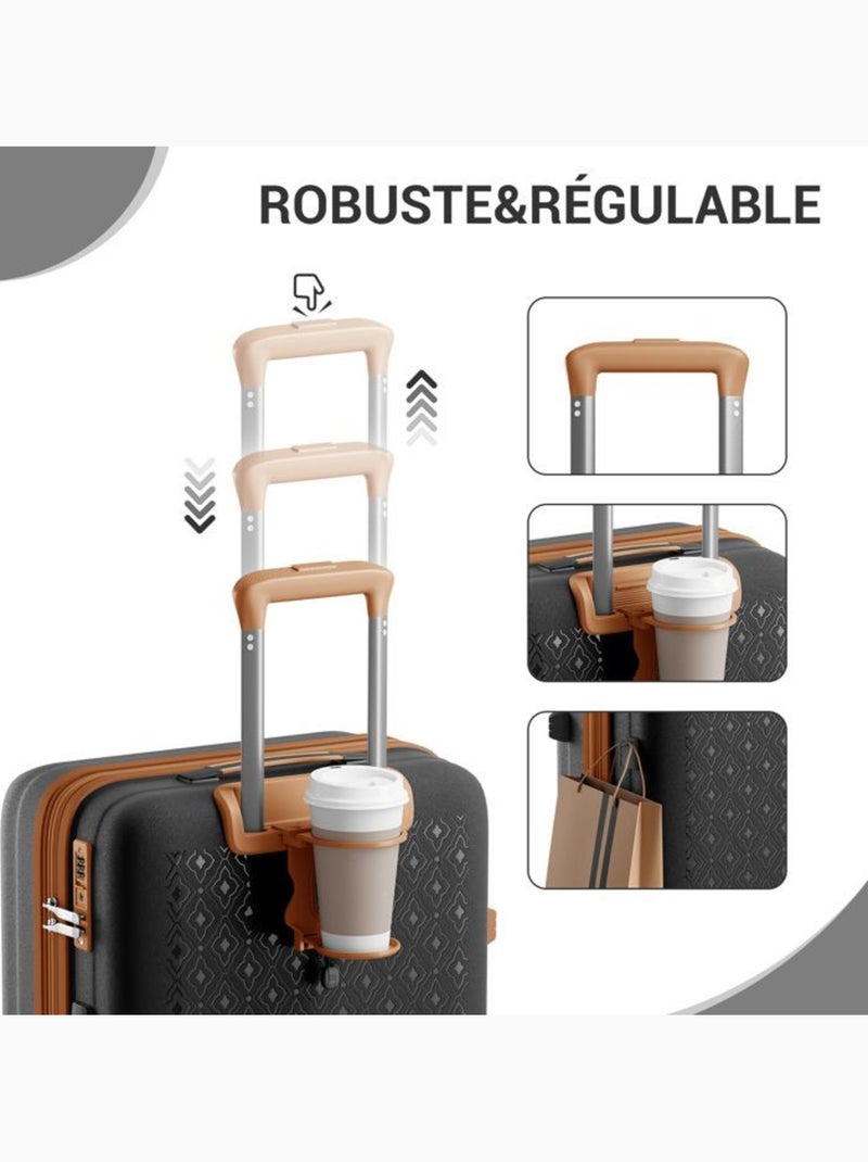 Valise cabine - 53.5x37x24 cm polypropylène 4 roulettes serrure tsa - kono Noir - Kiabi