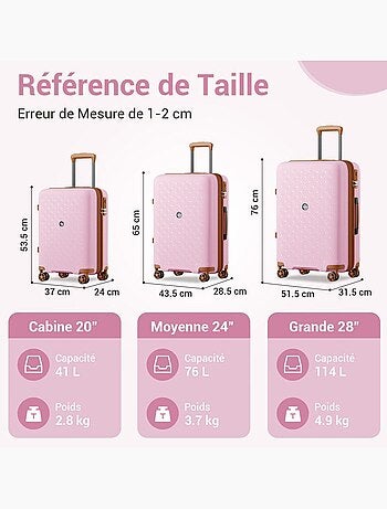 Valise cabine - 53.5x37x24 cm polypropylène 4 roulettes serrure tsa - kono