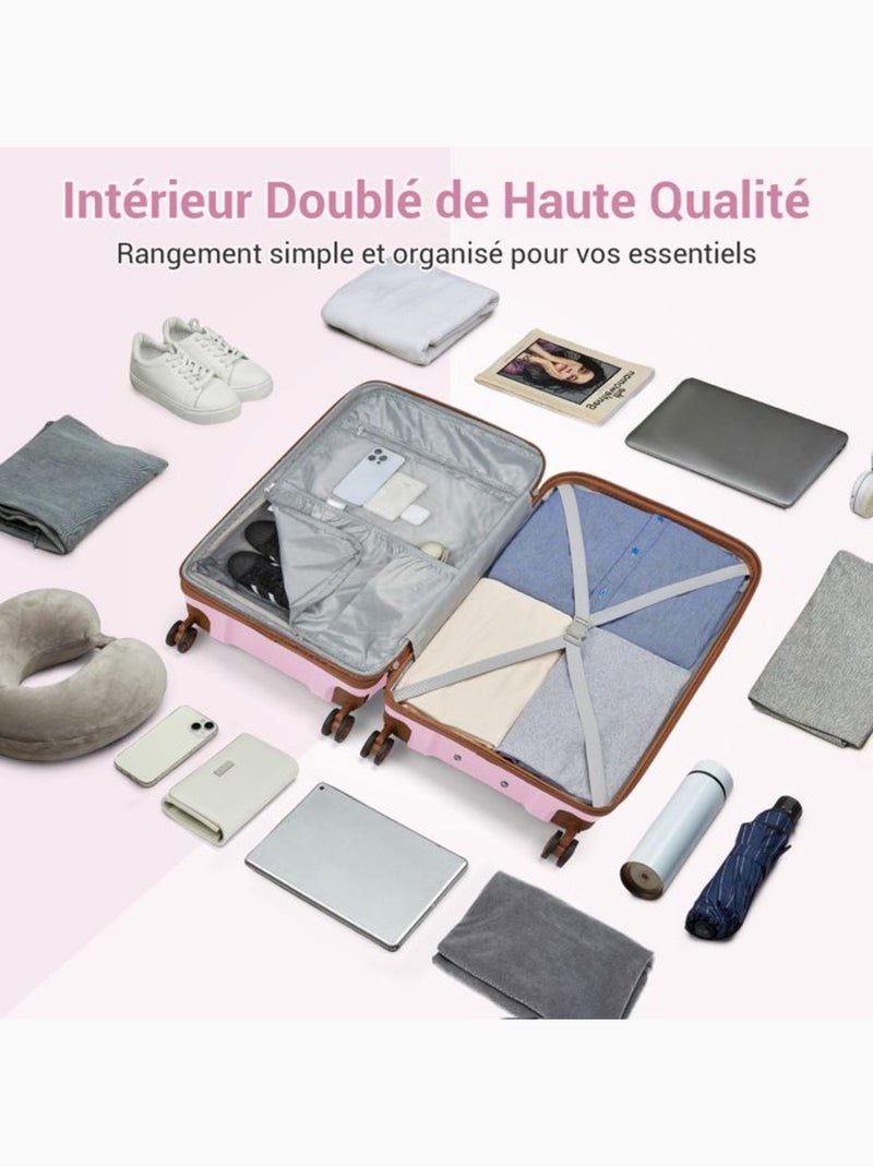 Valise cabine - 53.5x37x24 cm polypropylène 4 roulettes serrure tsa - kono Rose - Kiabi