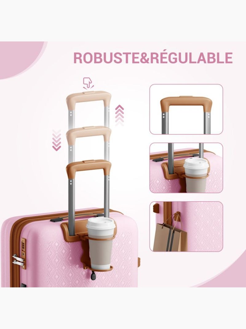 Valise cabine - 53.5x37x24 cm polypropylène 4 roulettes serrure tsa - kono Rose - Kiabi