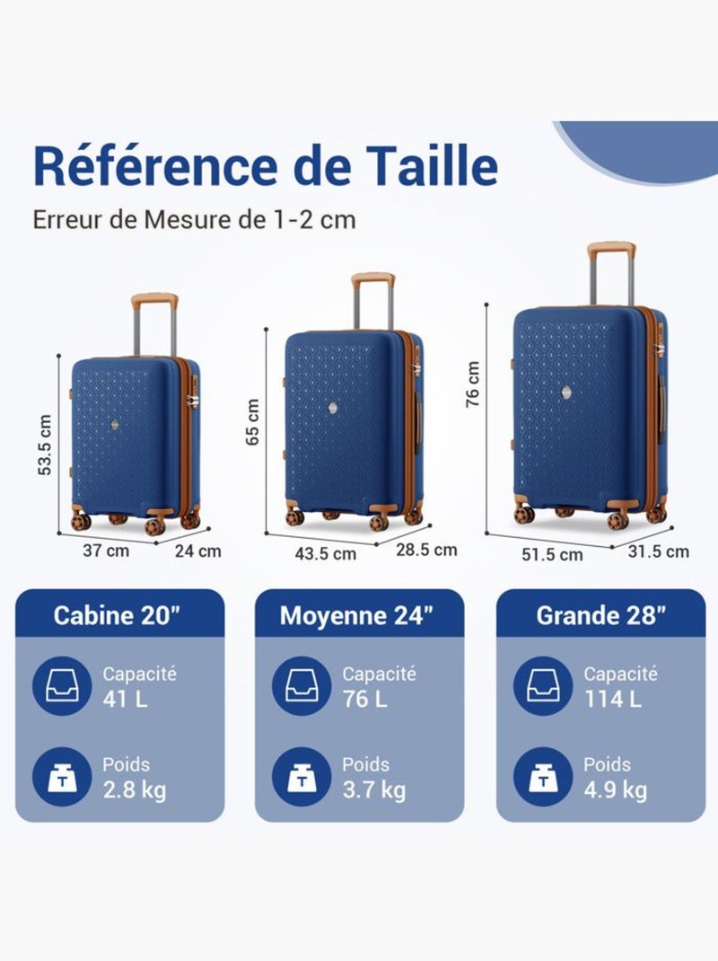 Valise cabine - 53.5x37x24 cm, polypropylène (pp), 4 roues, serrure tsa - kono Bleu - Kiabi