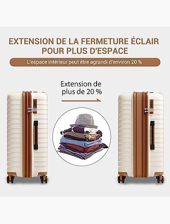 Valise cabine - 53.5x37x24 cm, rigide polypropylène (pp), extensible, 4 roues 360° - kono