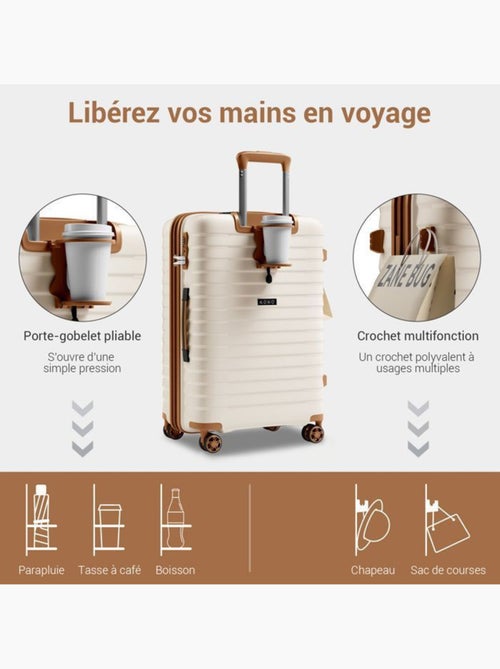Valise cabine - 53.5x37x24 cm, rigide polypropylène (pp), extensible, 4 roues 360° - kono - Kiabi Valise cabine - 53.5x37x24 cm, rigide polypropylène (pp), extensible, 4 roues 360° - kono - Kiabi