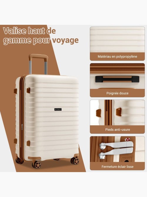 Valise cabine - 53.5x37x24 cm, rigide polypropylène (pp), extensible, 4 roues 360° - kono - Kiabi Valise cabine - 53.5x37x24 cm, rigide polypropylène (pp), extensible, 4 roues 360° - kono - Kiabi