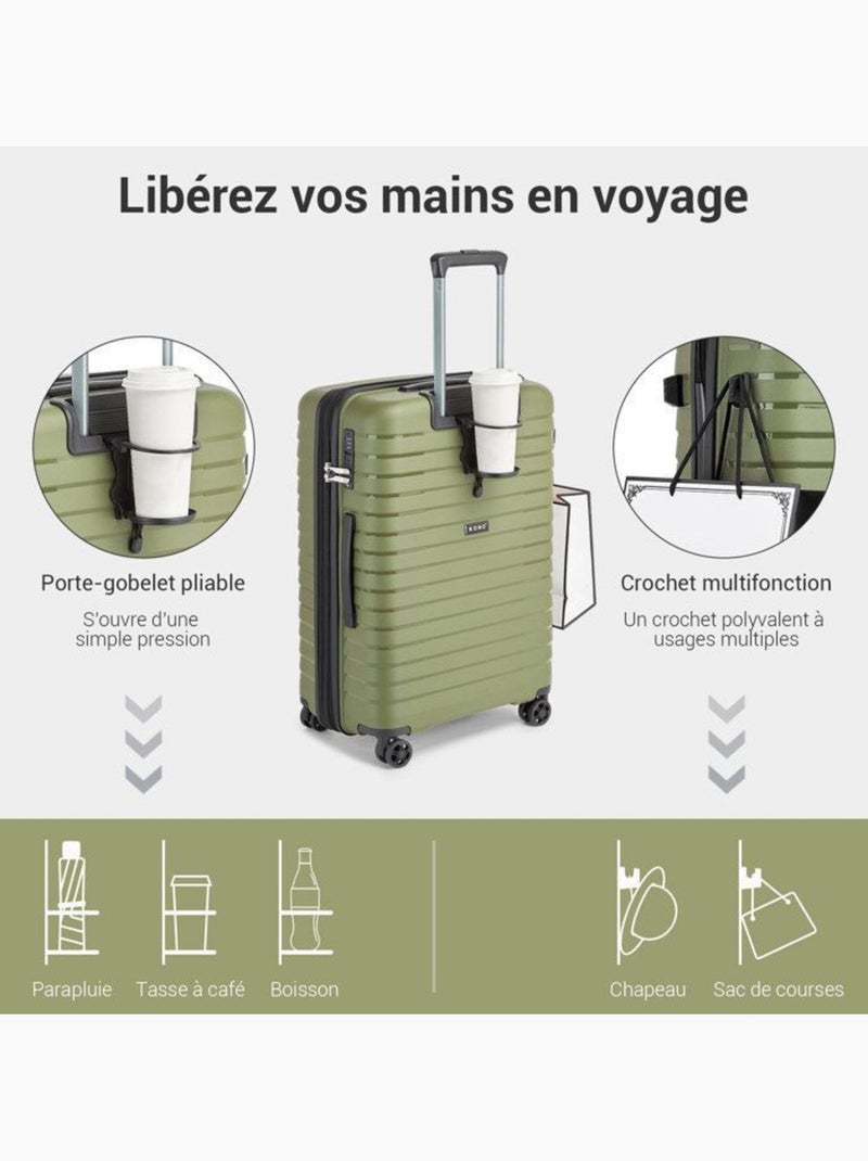Valise cabine - 53.5x37x24 cm, rigide polypropylène (pp), extensible, 4 roues 360° - kono Rose - Kiabi