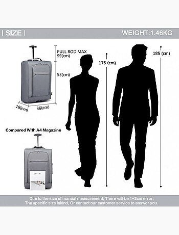 Valise cabine - 53x36x18 cm, souple - kono