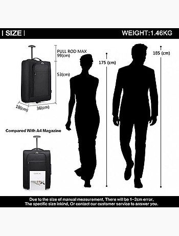 Valise cabine - 53x36x18 cm, souple - kono
