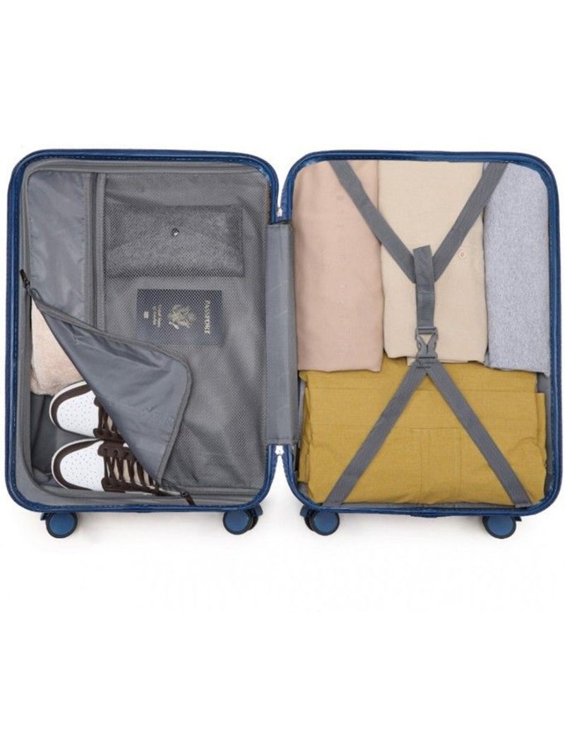 Valise cabine - 54x36.5x21.5 cm abs+pc 4 roulettes serrure tsa - british traveller Bleu - Kiabi