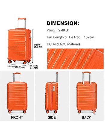 Valise cabine - 54x36.5x21.5 cm abs+pc 4 roulettes serrure tsa - british traveller