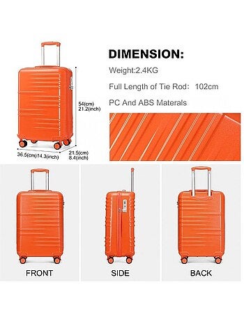 Valise cabine - 54x36.5x21.5 cm abs+pc 4 roulettes serrure tsa - british traveller
