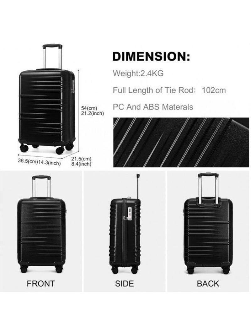 Valise cabine - 54x36.5x21.5 cm, rigide abs + pc, 4 roues 360°, serrure tsa - british traveller Noir - Kiabi