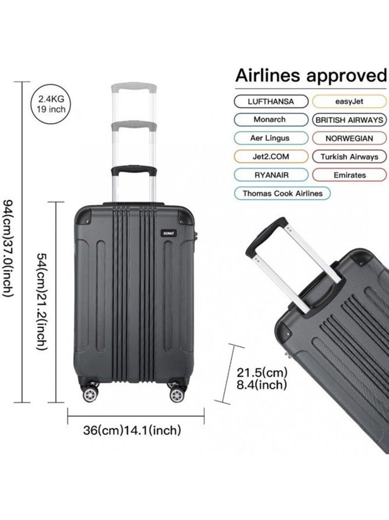 Valise cabine - 54x36x21.5 cm abs 4 roulettes - kono Gris - Kiabi