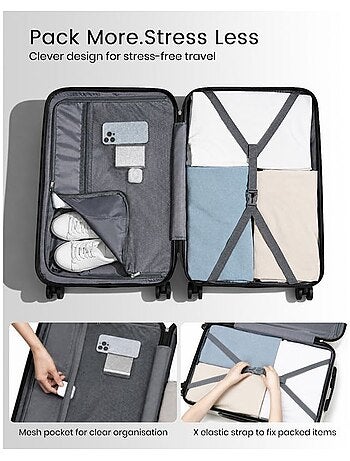 Valise cabine - 54x36x21.5 cm abs+pc 4 roulettes - kono