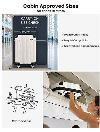 Valise cabine - 54x36x21.5 cm abs+pc 4 roulettes - kono